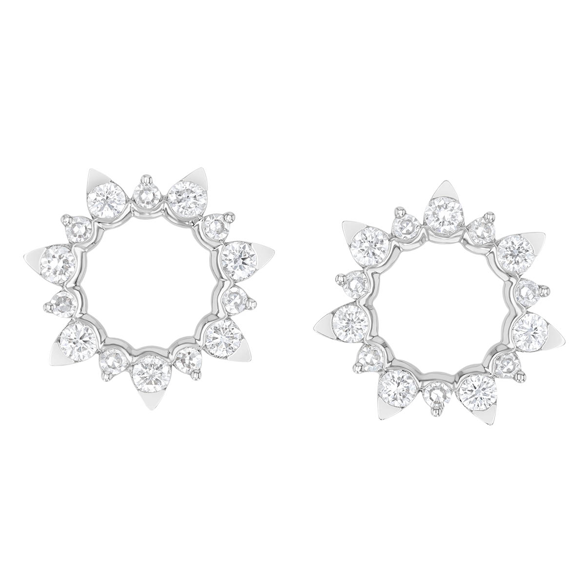 Diamond Open Starburst Circle Post Earrings In White Gold Borsheims 5604