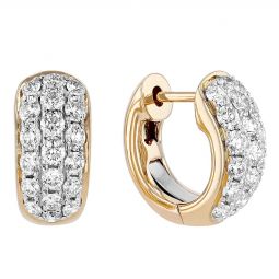 Image for Pave Diamond Huggie Earrings in White & Yellow Gold, 0.96 cttw