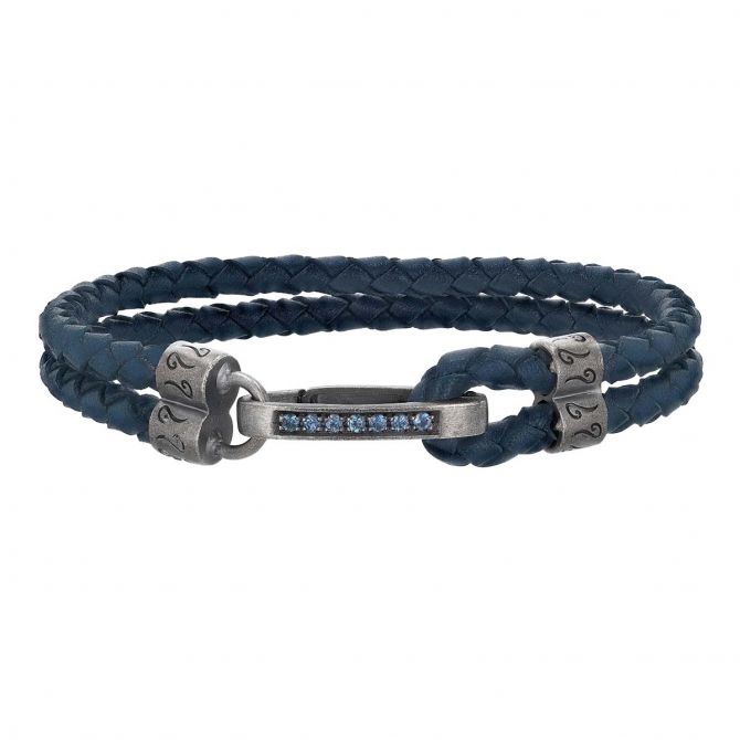 Marco Dal Maso Lash Sapphire & Blue Leather Bracelet in Sterling Silver