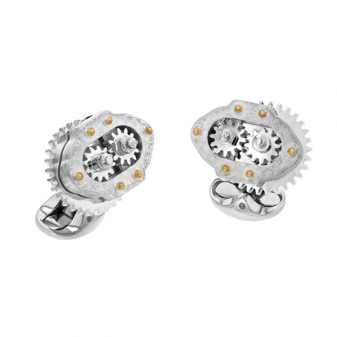 Deakin & Francis Sterling Silver 1835 Gear Box Cufflinks