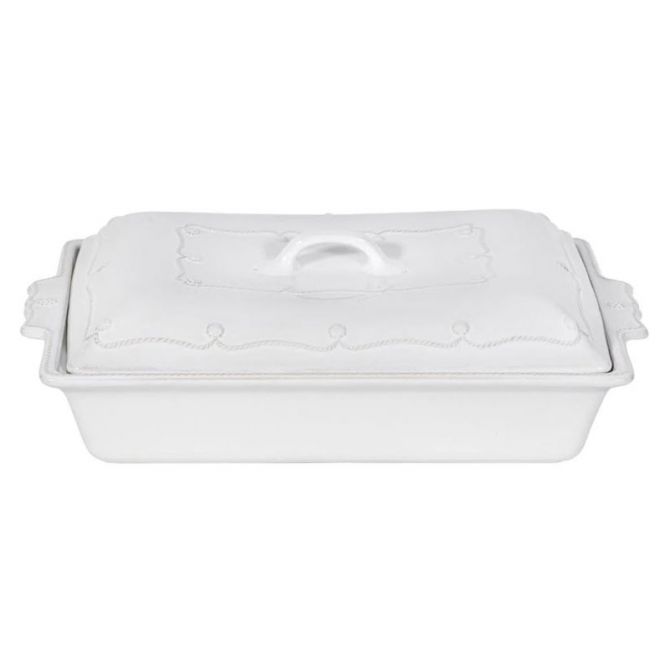 Juliska Berry and Thread 13" Rectangular Baker with Lid, Whitewash