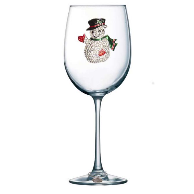 The Queens' Jewels Snowman Jeweled Stemmed Wine