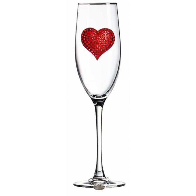 The Queens' Jewels Red Heart Jeweled Champagne Flute