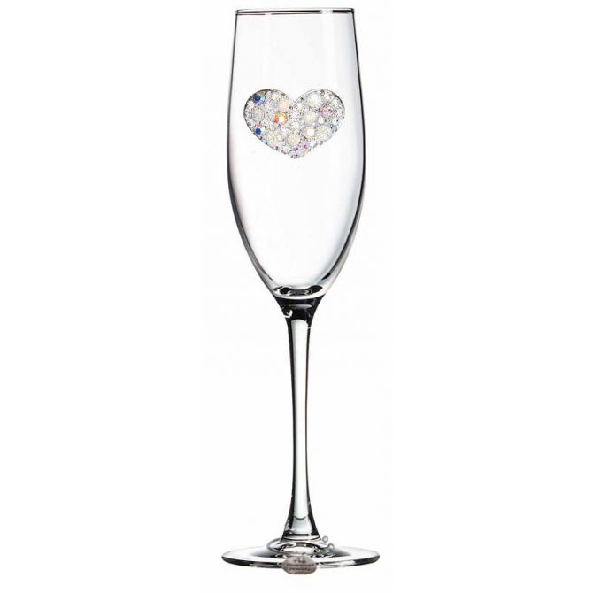 Engraved Wedding Heart Champagne Flute