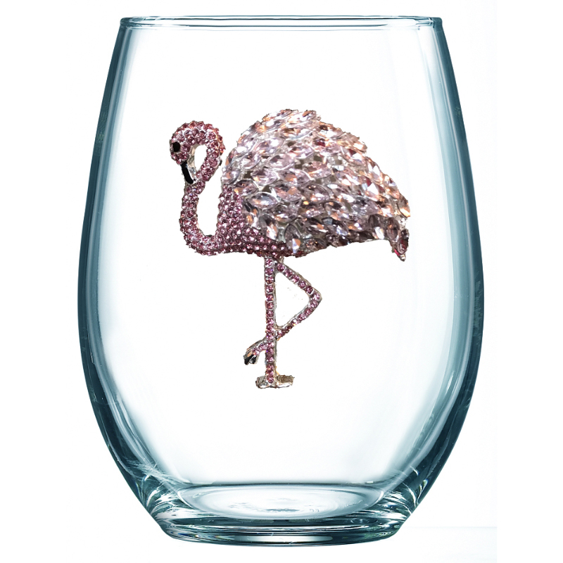 Flamingo Stemless Wine Glass, Flamingo Wine Glasses