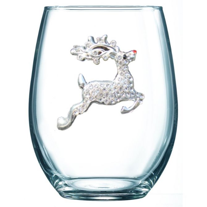 The Queens' Jewels Reindeer Stemless Wine Glass