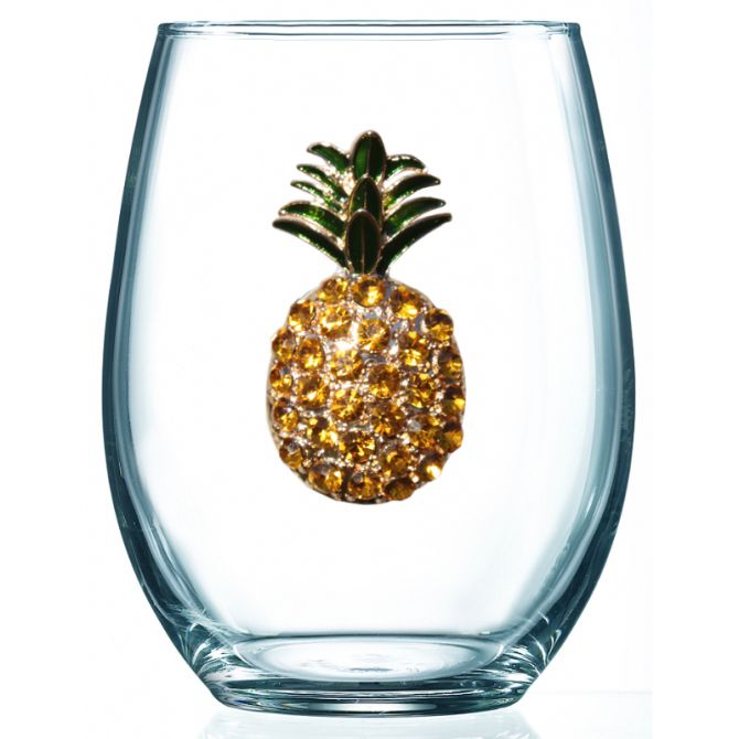 The Queens' Jewels Pineapple Stemless Wine Glass