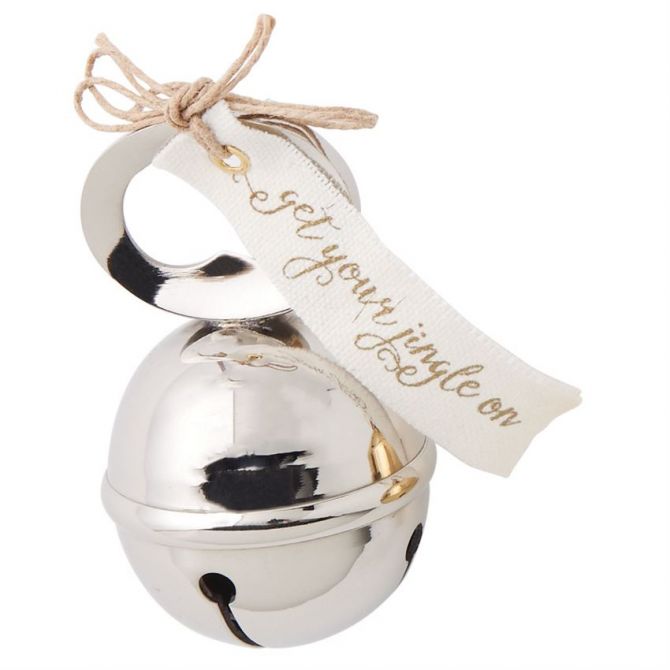 Mud Pie Jingle Bell Shaped Bottle Openers, Silver