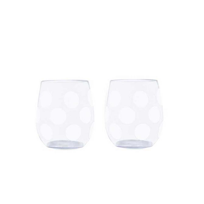 Kate Spade Acrylic Stemless Wine Glass Set, Jumbo Dot