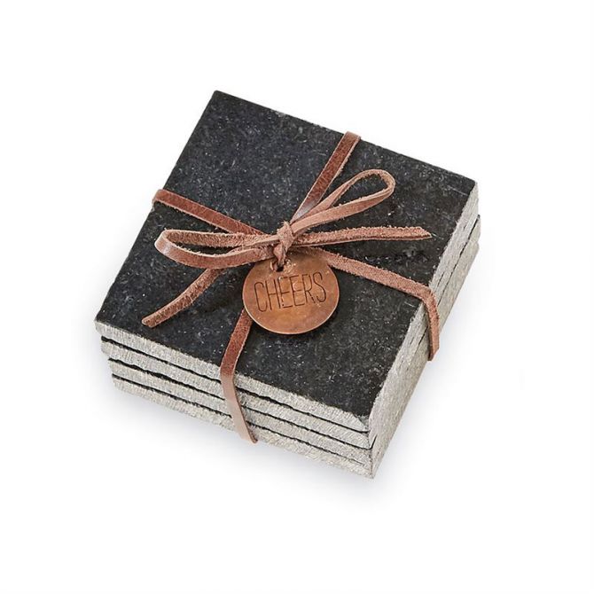 Mud Pie Black Granite Coasters, Set of 4