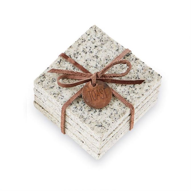 Mud Pie Grey Granite Coasters, Set of 4