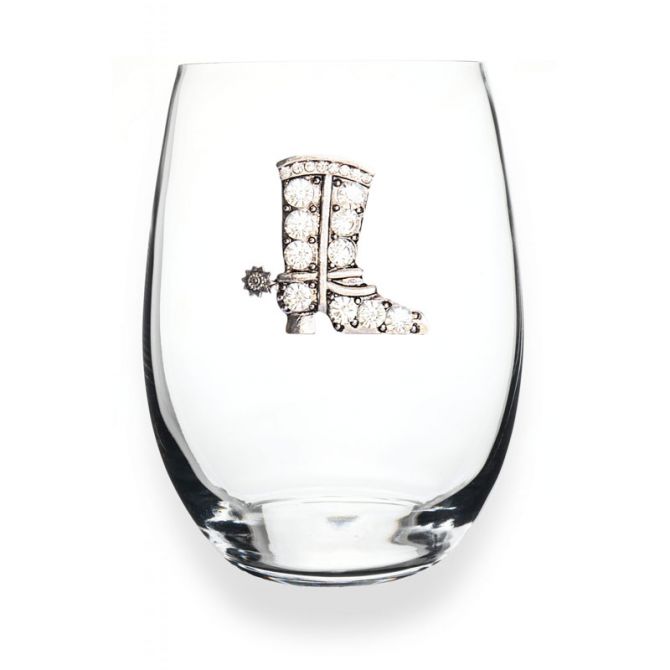 The Queens' Jewels Cowboy Boot Jeweled Stemless Glass