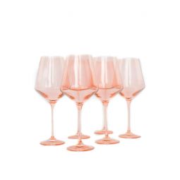 Estelle Colored Glass Hand-Blown Wine Glass 6-Piece Set - Fuchsia