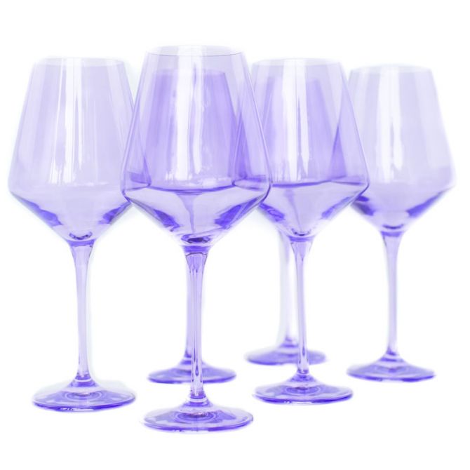Estelle Colored Glass Colored Wine Stemware in Lavender - Set of 6