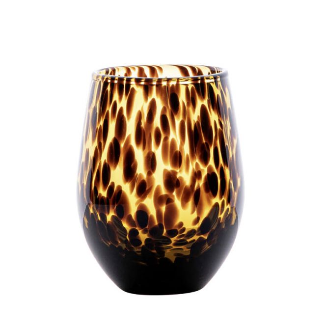 Juliska Puro Stemless Wine Glass, Tortoiseshell