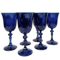 Cobalt Blue Colored Stemless Wine Glasses, Set of 6, STMLS CBLT BLUE S/6