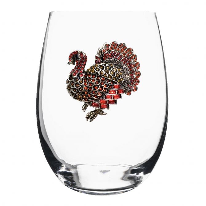 The Queens' Jewels Thanksgiving Turkey Stemless Wine Glass