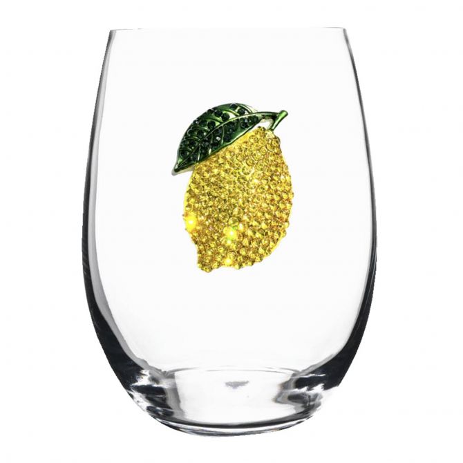 The Queens' Jewels Lemon Stemless Wine Glass