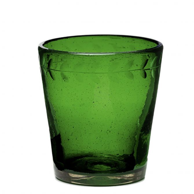 Jan Barboglio Hierbabuena Green Double Old Fashioned Glass