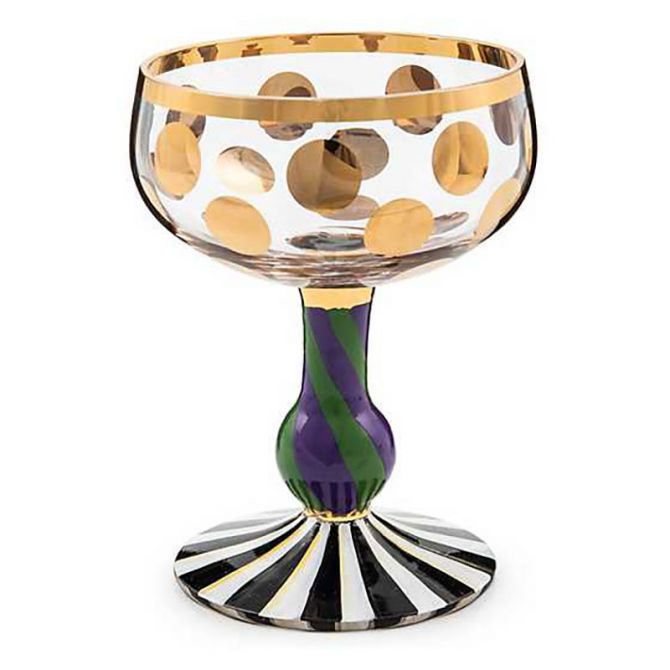 MacKenzie-Childs Cirque Coupe Glass, Purple and Green