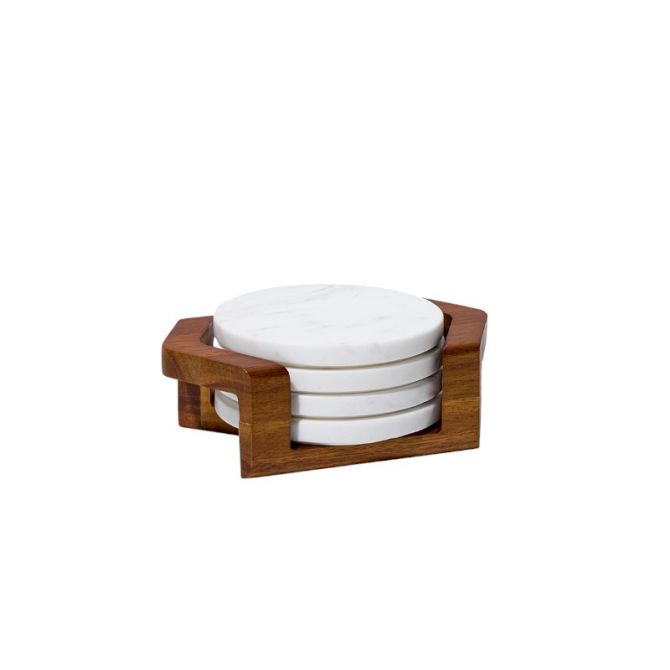 Nambe Chevron Coaster Set with Holder