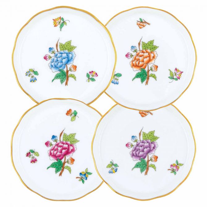 Herend Multi-Color Floral Coasters, Set of 4