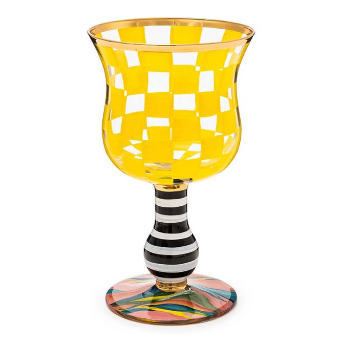 MacKenzie-Childs Carnival Yellow Wine Glass