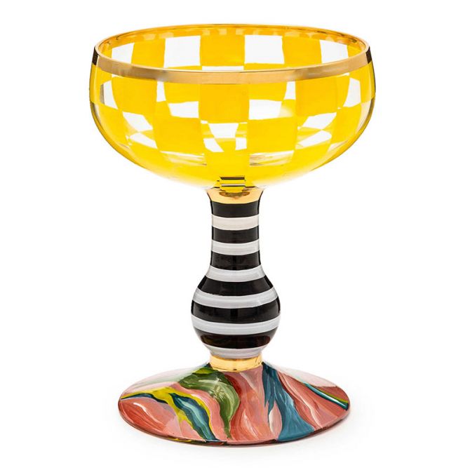 MacKenzie-Childs Carnival Yellow Coupe Glass