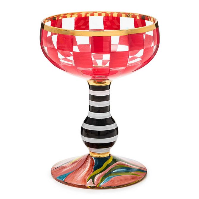 MacKenzie-Childs Carnival Fuchsia Coupe Glass