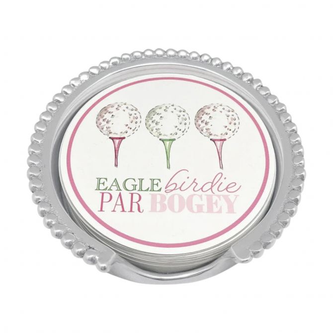 Mariposa Ladies' Eagle and Birdie Golf Beaded Coaster Set