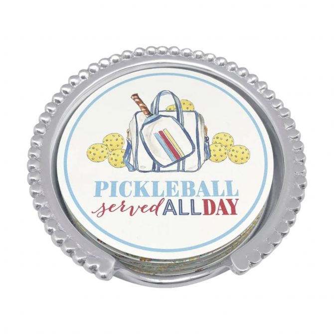 Mariposa Pickleball Served All Day Beaded Coaster Set