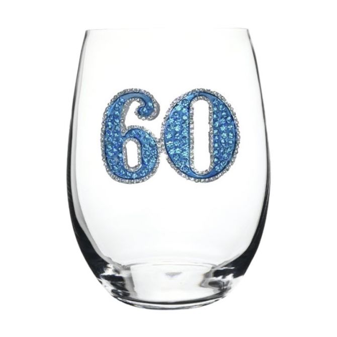 The Queens' Jewels 60th Birthday Jeweled Stemless Wine Glass