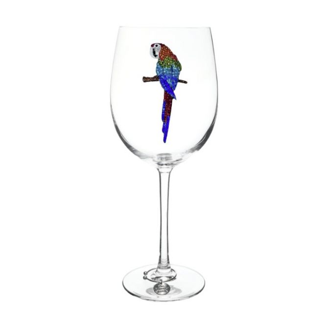 The Queens' Jewels Parrot Jeweled Stemmed Wine Glass