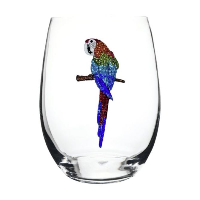 The Queens' Jewels Parrot Jeweled Stemless Wine Glass