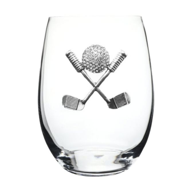 The Queens' Jewels Golf Clubs Jeweled Stemless Wine Glass