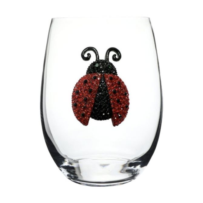 The Queens' Jewels Ladybug Stemless Jeweled Wine Glass