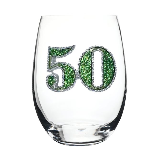 The Queens' Jewels 50th Birthday Stemless Wine Glass