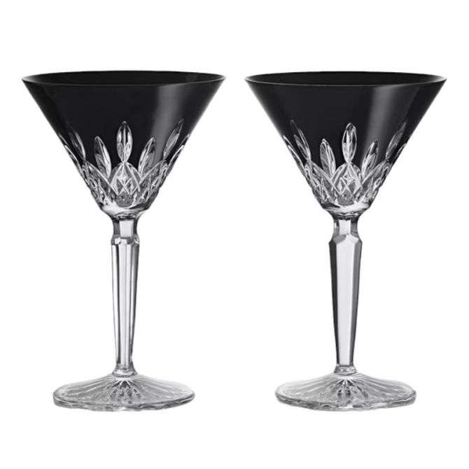 Waterford Lismore Crystal Black Martini Glasses