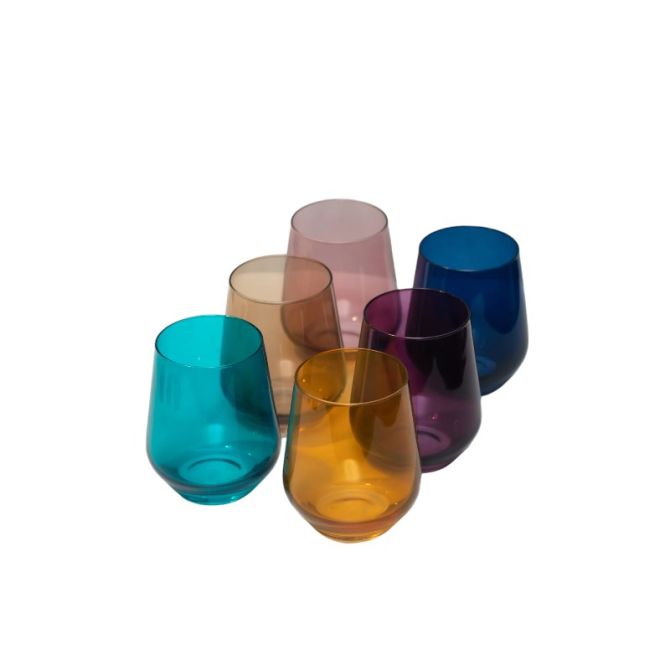 Estelle Fall Colored Stemless Wine Glass, Set of 6