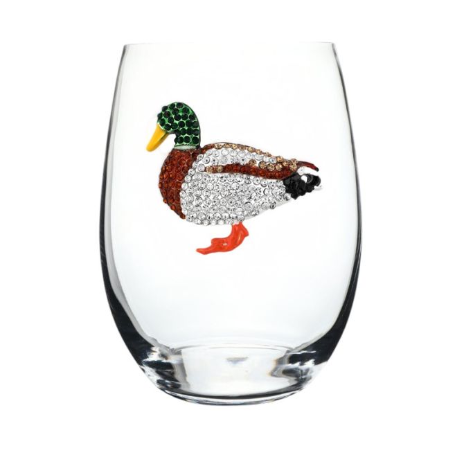 The Queens' Jewels Mallard Duck Stemless Wine Glass