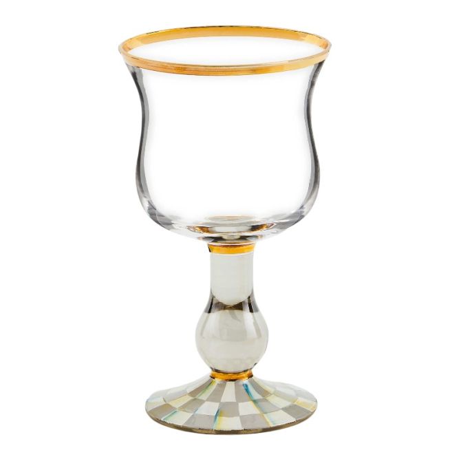 MacKenzie-Childs Sterling Check Wine Glass