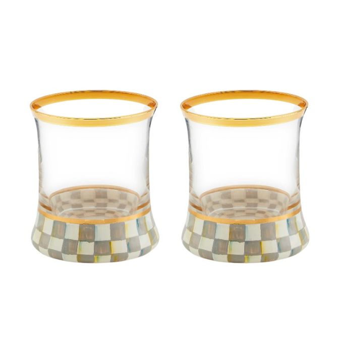 MacKenzie-Childs Sterling Check Tumblers, Set of 2