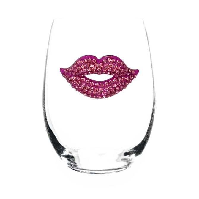 The Queens' Jewels Pink Lips Stemless Wine Glass