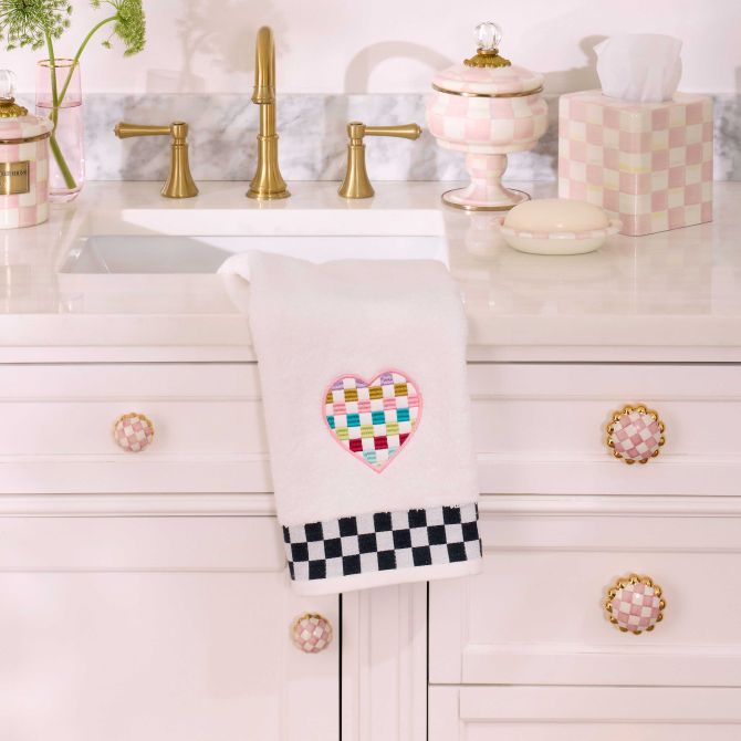 MacKenzie-Childs Rainbow Heart Check Hand Towel