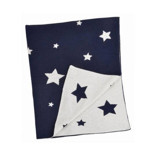 Merben Navy Multi Star Cotton Baby Blanket Borsheims