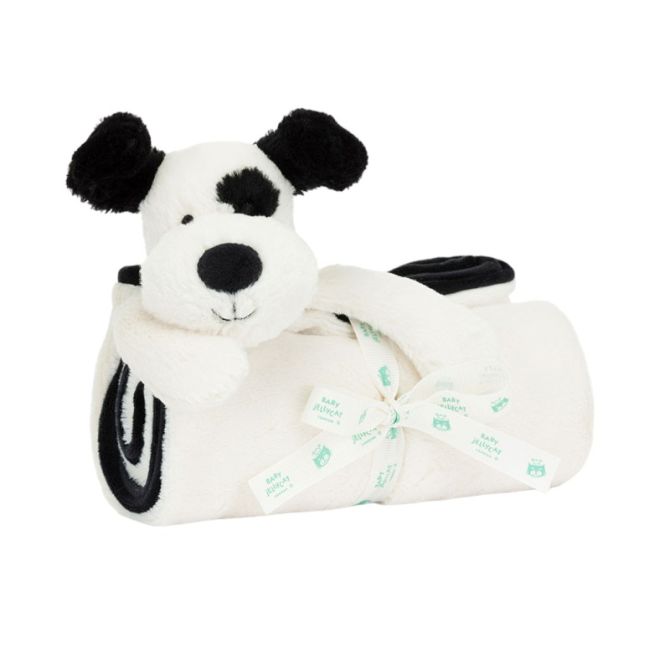 Jellycat Bashful Black and Cream Puppy Blankie