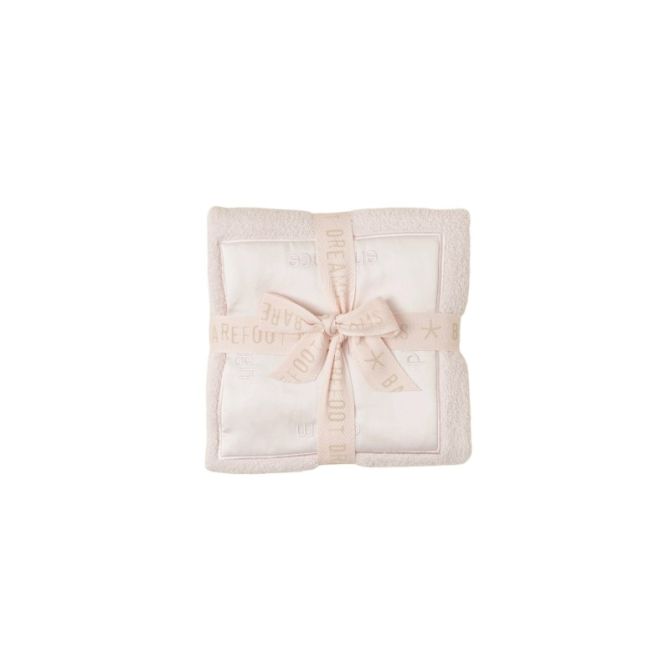 Barefoot Dreams Cozychic Receiving Baby Blanket, Pink Satin Trim