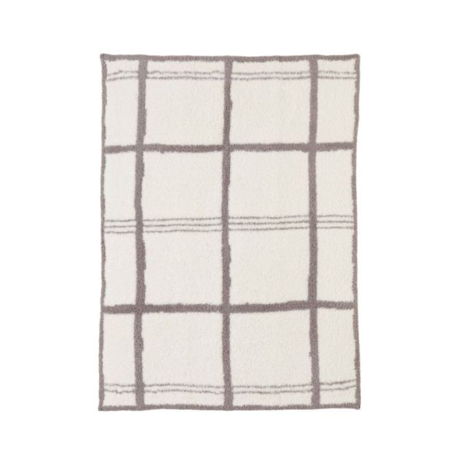 Barefoot Dreams Cozychic Stroller Baby Blanket, Cream and Beach Rock Plaid