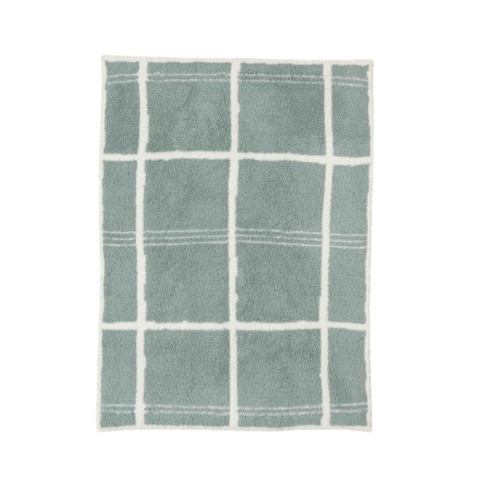 Barefoot Dreams Cozychic Stroller Baby Blanket, Sage Green and Cream Plaid