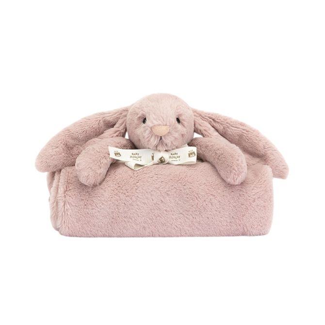 Jellycat Bashful Luxe Bunny Rosa Blankie, White